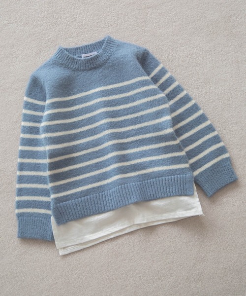 GLOBAL WORK（グローバルワーク）の「【キッズ】Hug meフワフワレイヤード/885376（ニット/セーター・キッズ・ホワイト/ライトブルー/ブラック/ダークブラウン/ベージュ/ネイビー/サックスブルー/ライトグリーン/その他・110cm/140cm/130cm/120cm/100cm）」の8枚目の写真