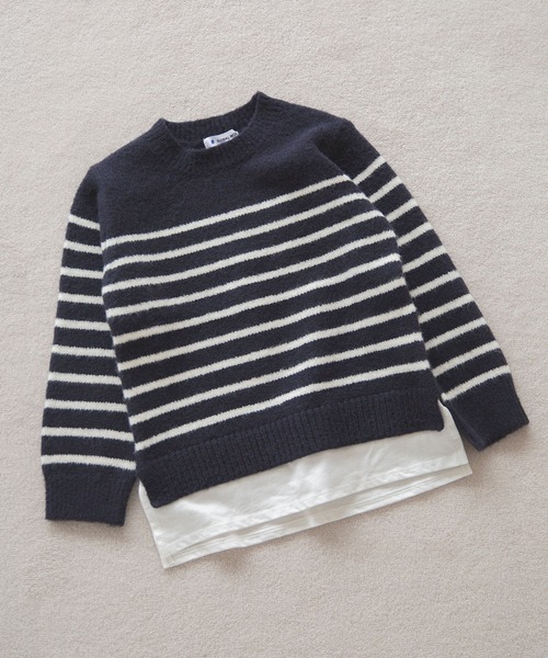 GLOBAL WORK（グローバルワーク）の「【キッズ】Hug meフワフワレイヤード/885376（ニット/セーター・キッズ・ホワイト/ライトブルー/ブラック/ダークブラウン/ベージュ/ネイビー/サックスブルー/ライトグリーン/その他・110cm/140cm/130cm/120cm/100cm）」の9枚目の写真