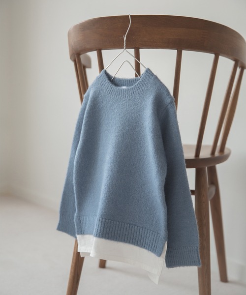 GLOBAL WORK（グローバルワーク）の「【キッズ】Hug meフワフワレイヤード/885376（ニット/セーター・キッズ・ホワイト/ライトブルー/ブラック/ダークブラウン/ベージュ/ネイビー/サックスブルー/ライトグリーン/その他・110cm/140cm/130cm/120cm/100cm）」の6枚目の写真