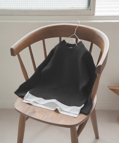 GLOBAL WORK（グローバルワーク）の「【キッズ】Hug meフワフワレイヤード/885376（ニット/セーター・キッズ・ホワイト/ライトブルー/ブラック/ダークブラウン/ベージュ/ネイビー/サックスブルー/ライトグリーン/その他・110cm/140cm/130cm/120cm/100cm）」の2枚目の写真