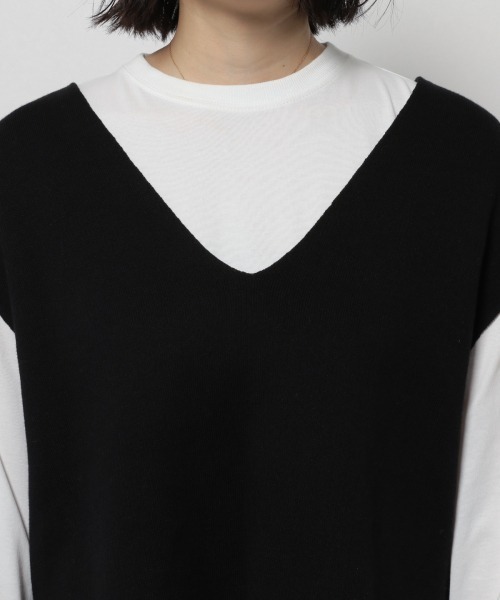 PAGEBOY（ページボーイ）の「レースアップショートベスト/ニットベスト（ベスト・レディース・オフホワイト/ブラック・FREE）」の10枚目の写真