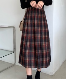 チェック柄ロングスカート