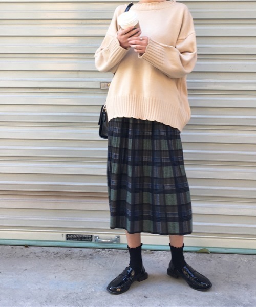 emi+（エミプラス）の「チェック柄ロングスカート（スカート・レディース・イエロー/グリーン/ブラウン/ベージュ/レッド/カーキ/ボルドー/オレンジ・M/L/S）」の10枚目の写真