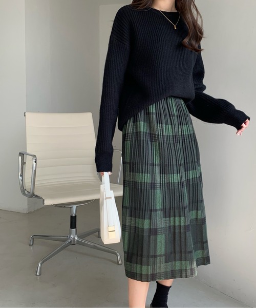 emi+（エミプラス）の「チェック柄ロングスカート（スカート・レディース・イエロー/グリーン/ブラウン/ベージュ/レッド/カーキ/ボルドー/オレンジ・M/L/S）」の18枚目の写真