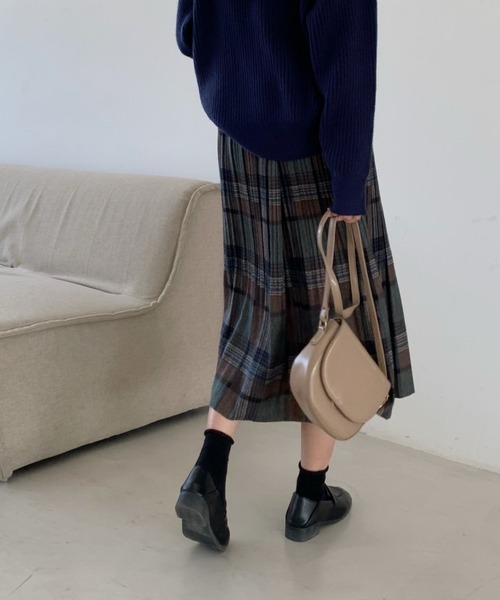 emi+（エミプラス）の「チェック柄ロングスカート（スカート・レディース・イエロー/グリーン/ブラウン/ベージュ/レッド/カーキ/ボルドー/オレンジ・M/L/S）」の22枚目の写真