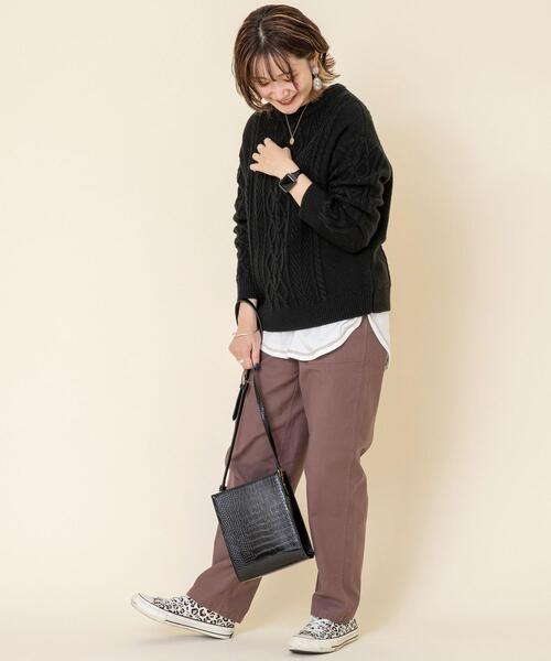 coen（コーエン）の「【WEB限定カラー】ケーブル編みニットプルオーバー#（ニット/セーター・レディース・ベージュ/マスタード/ブラック/オフホワイト/レッド/ケリー/グレー/ライトブルー・FREE）」の22枚目の写真