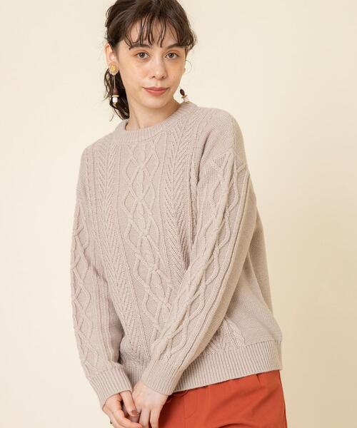 coen（コーエン）の「【WEB限定カラー】ケーブル編みニットプルオーバー#（ニット/セーター・レディース・ベージュ/マスタード/ブラック/オフホワイト/レッド/ケリー/グレー/ライトブルー・FREE）」の19枚目の写真