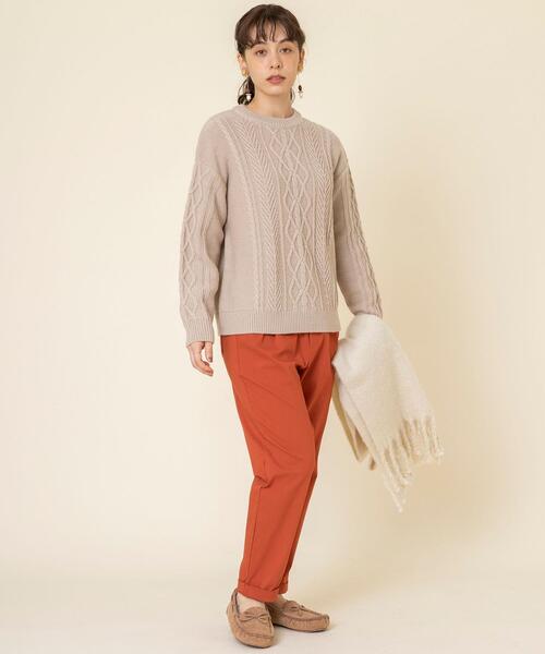 coen（コーエン）の「【WEB限定カラー】ケーブル編みニットプルオーバー#（ニット/セーター・レディース・ベージュ/マスタード/ブラック/オフホワイト/レッド/ケリー/グレー/ライトブルー・FREE）」の20枚目の写真