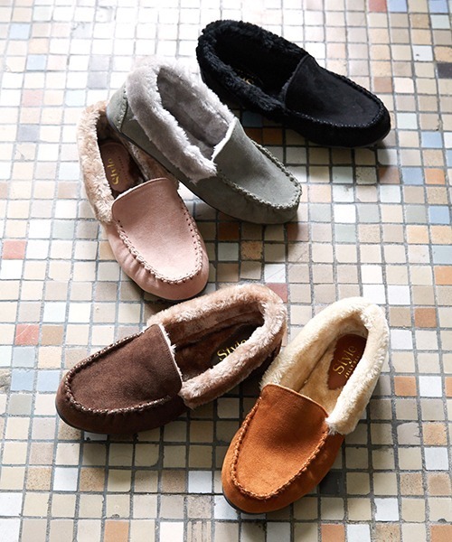 JELLY BEANS(ジェリービーンズ)の「ボアモカシンシューズ(214-137)JELLY BEANS(ジェリービーンズ)(モカシン/デッキシューズ・レディース・ブラック/ダークブラウン/ピンク/グリーン/キャメル・S/M/L/LL)」の2枚目の写真