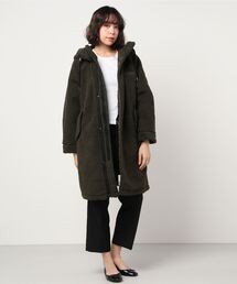 Guess | Embroidery Logo Boa Padding Hooded Zip Up Long Jacket(その他アウター)