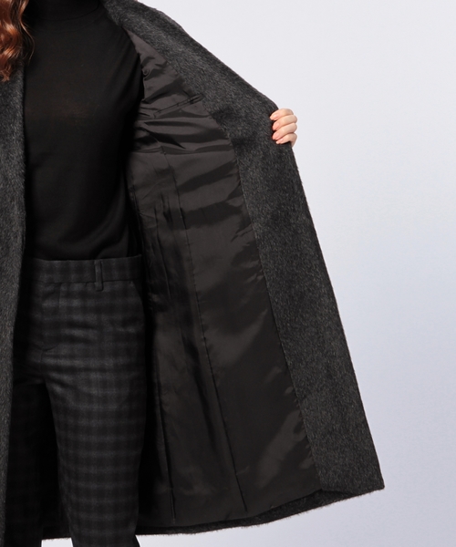 ユナイテッドアローズ アルパカシャギーチェスターコート ブラック 40  