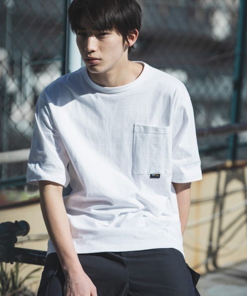 rehacer(レアセル)の「rehacer : CORDURA Fabric Wide Pocket CS Made in Japan / コーデュラ ファブリック ワイドポケットカットソ ーメイドインジャパン(Tシャツ/カットソー・メンズ・ホワイト/ブラック・SMALL/MEDIUM/LARGE/X-LARGE)」の4枚目の写真