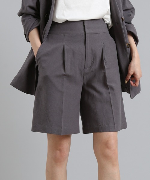 DouDou(ドゥドゥ)の「リネンショートパンツ(その他パンツ・レディース・ベージュ/チャコールグレー・FREE)」の12枚目の写真