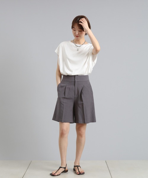DouDou(ドゥドゥ)の「リネンショートパンツ(その他パンツ・レディース・ベージュ/チャコールグレー・FREE)」の10枚目の写真
