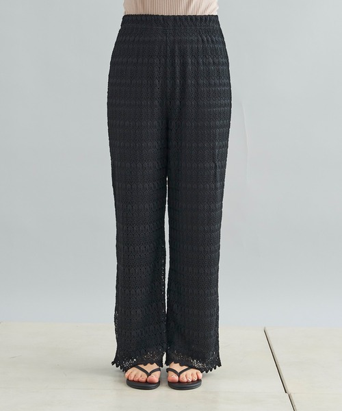 DouDou(ドゥドゥ)の「【WEB限定】レースパンツ+BIGT(つなぎ/オールインワン・レディース・ホワイト/ブラック・FREE)」の11枚目の写真