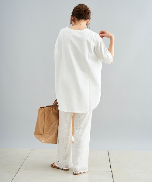 DouDou(ドゥドゥ)の「【WEB限定】レースパンツ+BIGT(つなぎ/オールインワン・レディース・ホワイト/ブラック・FREE)」の9枚目の写真