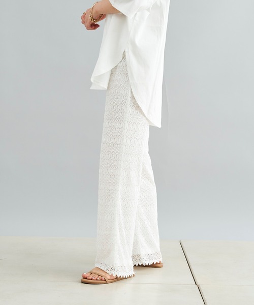 DouDou(ドゥドゥ)の「【WEB限定】レースパンツ+BIGT(つなぎ/オールインワン・レディース・ホワイト/ブラック・FREE)」の14枚目の写真