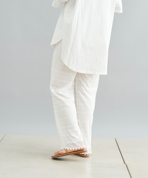 DouDou(ドゥドゥ)の「【WEB限定】レースパンツ+BIGT(つなぎ/オールインワン・レディース・ホワイト/ブラック・FREE)」の10枚目の写真