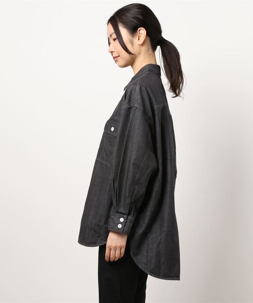 PUAL CE CIN（ピュアルセシン）の「【Ｄu noir】シャンブレーデニムブラウス（シャツ/ブラウス・レディース・ブラック/インディゴブルー・FREE）」の10枚目の写真