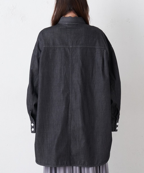 PUAL CE CIN（ピュアルセシン）の「【Ｄu noir】シャンブレーデニムブラウス（シャツ/ブラウス・レディース・ブラック/インディゴブルー・FREE）」の12枚目の写真