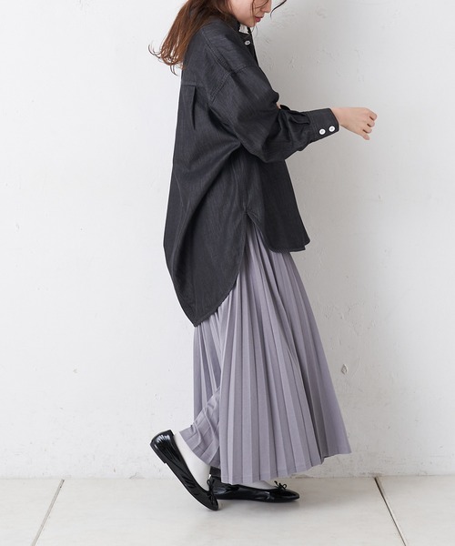 PUAL CE CIN（ピュアルセシン）の「【Ｄu noir】シャンブレーデニムブラウス（シャツ/ブラウス・レディース・ブラック/インディゴブルー・FREE）」の5枚目の写真