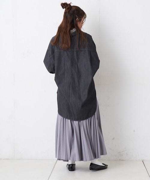 PUAL CE CIN（ピュアルセシン）の「【Ｄu noir】シャンブレーデニムブラウス（シャツ/ブラウス・レディース・ブラック/インディゴブルー・FREE）」の9枚目の写真