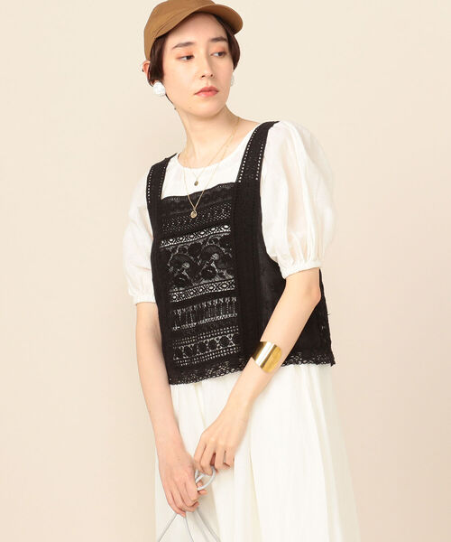 NOLLEY’S（ノーリーズ）の「パッチワークブラウス[NOLLEY'S collet]（シャツ/ブラウス・レディース・ブラック/オフホワイト・38）」の2枚目の写真