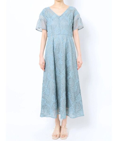 LAGUNAMOON（ラグナムーン）の「LADY総レースVネックワンピース（ドレス・レディース・ブルー/ブラック/ベージュ・SMALL/MEDIUM）」の8枚目の写真