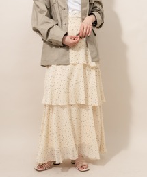[mline] WEB限定 ドット3段ティアードスカート