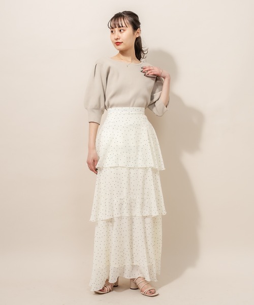 mline（エムライン）の「[mline] WEB限定 ドット3段ティアードスカート（スカート・レディース・ブラック/ベージュ/オフホワイト・FREE）」の21枚目の写真