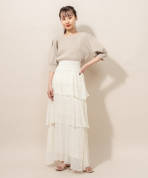 mline（エムライン）の「[mline] WEB限定 ドット3段ティアードスカート（スカート・レディース・ブラック/ベージュ/オフホワイト・FREE）」の9枚目の写真