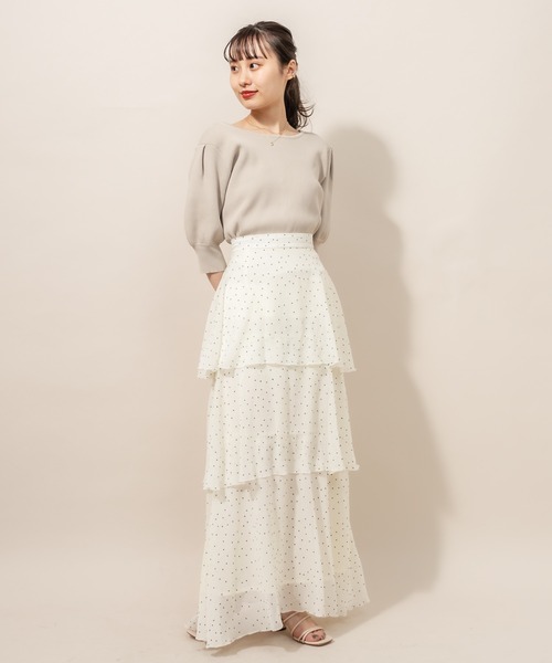 mline（エムライン）の「[mline] WEB限定 ドット3段ティアードスカート（スカート・レディース・ブラック/ベージュ/オフホワイト・FREE）」の12枚目の写真