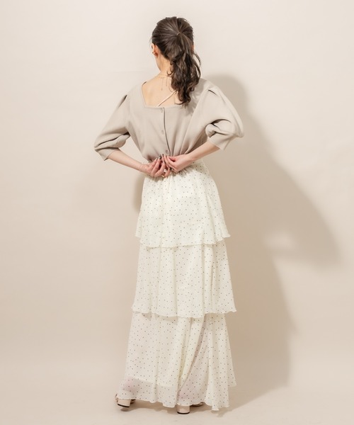 mline（エムライン）の「[mline] WEB限定 ドット3段ティアードスカート（スカート・レディース・ブラック/ベージュ/オフホワイト・FREE）」の6枚目の写真