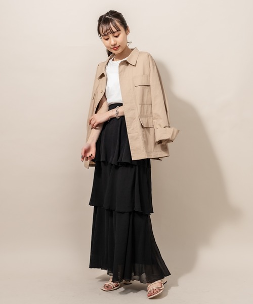 mline（エムライン）の「[mline] WEB限定 ドット3段ティアードスカート（スカート・レディース・ブラック/ベージュ/オフホワイト・FREE）」の10枚目の写真