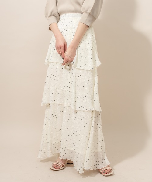 mline（エムライン）の「[mline] WEB限定 ドット3段ティアードスカート（スカート・レディース・ブラック/ベージュ/オフホワイト・FREE）」の13枚目の写真