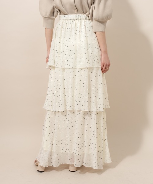 mline（エムライン）の「[mline] WEB限定 ドット3段ティアードスカート（スカート・レディース・ブラック/ベージュ/オフホワイト・FREE）」の5枚目の写真
