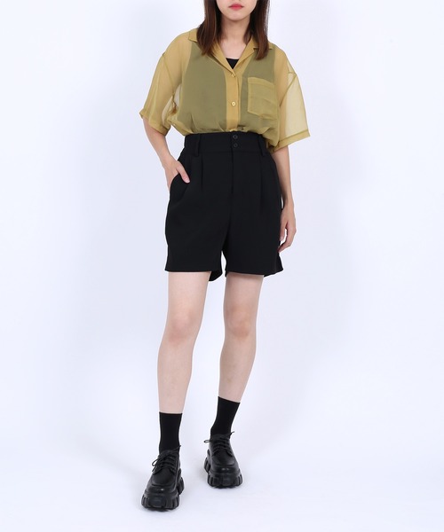 PUNYUS(プニュズ)の「ハイウエストショートパンツ(その他パンツ・レディース・ブラック/グリーン・2/1/3/4)」の6枚目の写真