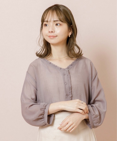 flower（フラワー）の「シアーフリルシャツ（シャツ/ブラウス・レディース・ブラウン/アイボリー・FREE）」の15枚目の写真