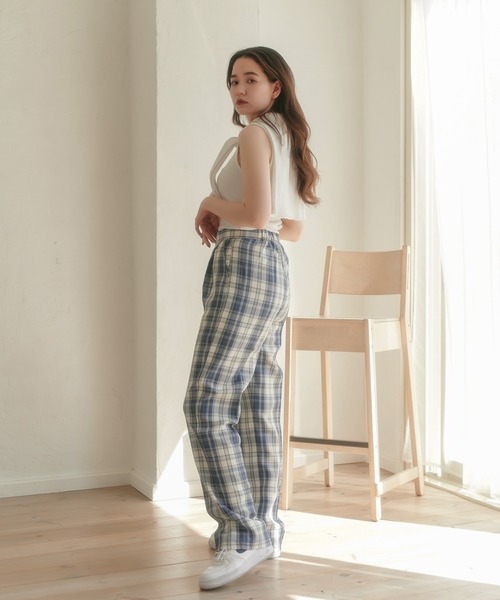 TINA：JOJUN（ティーナジョジュン）の「チェックストレートパンツ TINA：JOJUN（その他パンツ・レディース・ブルー/ベージュ・M/S）」の17枚目の写真