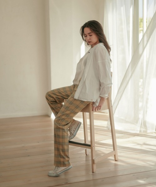 TINA：JOJUN（ティーナジョジュン）の「チェックストレートパンツ TINA：JOJUN（その他パンツ・レディース・ブルー/ベージュ・M/S）」の8枚目の写真