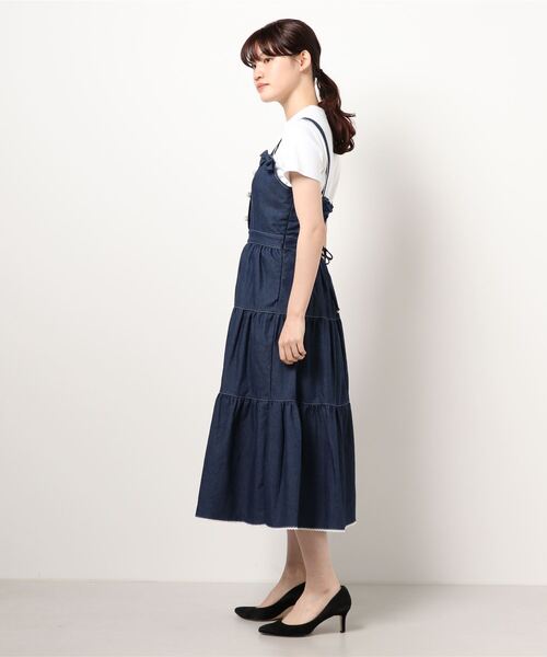 LODISPOTTO（ロディスポット）の「パールデニムティアードジャンパースカート（ジャンパースカート・レディース・ホワイト/ネイビー/ブルー・MEDIUM）」の5枚目の写真