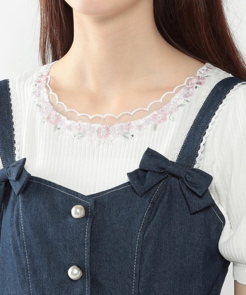 LODISPOTTO（ロディスポット）の「パールデニムティアードジャンパースカート（ジャンパースカート・レディース・ホワイト/ネイビー/ブルー・MEDIUM）」の8枚目の写真