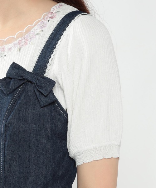 LODISPOTTO（ロディスポット）の「パールデニムティアードジャンパースカート（ジャンパースカート・レディース・ホワイト/ネイビー/ブルー・MEDIUM）」の9枚目の写真