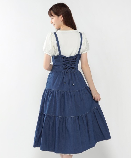 LODISPOTTO（ロディスポット）の「パールデニムティアードジャンパースカート（ジャンパースカート・レディース・ホワイト/ネイビー/ブルー・MEDIUM）」の11枚目の写真