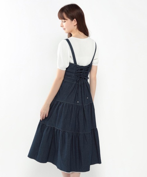 LODISPOTTO（ロディスポット）の「パールデニムティアードジャンパースカート（ジャンパースカート・レディース・ホワイト/ネイビー/ブルー・MEDIUM）」の10枚目の写真