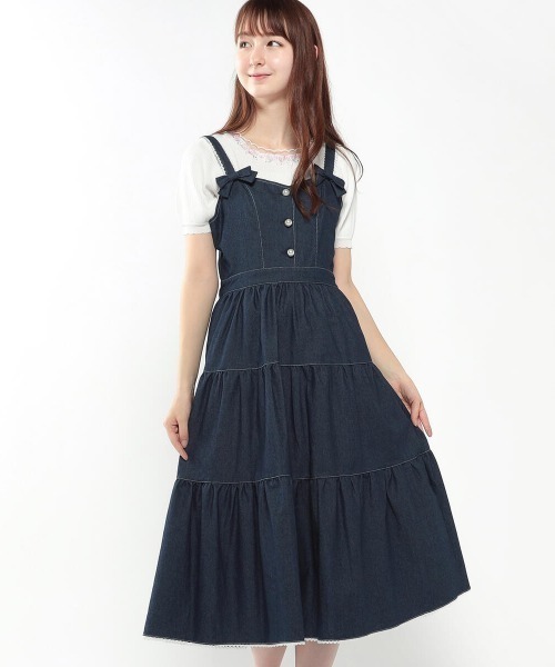 LODISPOTTO（ロディスポット）の「パールデニムティアードジャンパースカート（ジャンパースカート・レディース・ホワイト/ネイビー/ブルー・MEDIUM）」の15枚目の写真