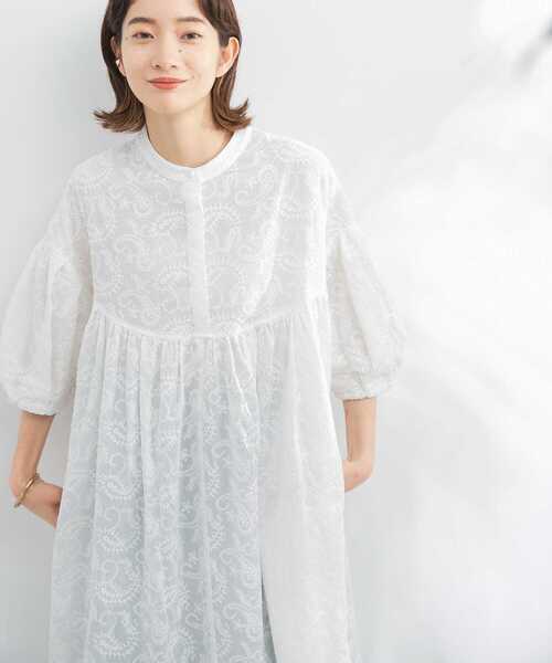 KBF（ケイビーエフ）の「刺繍ギャザーボリュームワンピース（ワンピース・レディース・ブラック/ベージュ/オフホワイト/ブルー・ONE）」の10枚目の写真