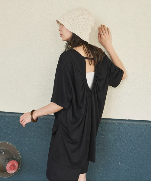 Auntie Rosa Holiday（アンティローザホリデー）の「バックギャザーカノコT（Tシャツ/カットソー・レディース・ホワイト/チャコールグレー/ブラック/イエロー・FREE）」の3枚目の写真