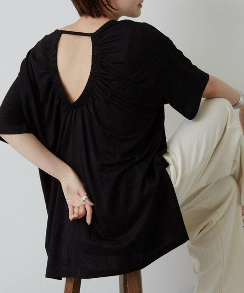 Auntie Rosa Holiday（アンティローザホリデー）の「バックギャザーカノコT（Tシャツ/カットソー・レディース・ホワイト/チャコールグレー/ブラック/イエロー・FREE）」の9枚目の写真