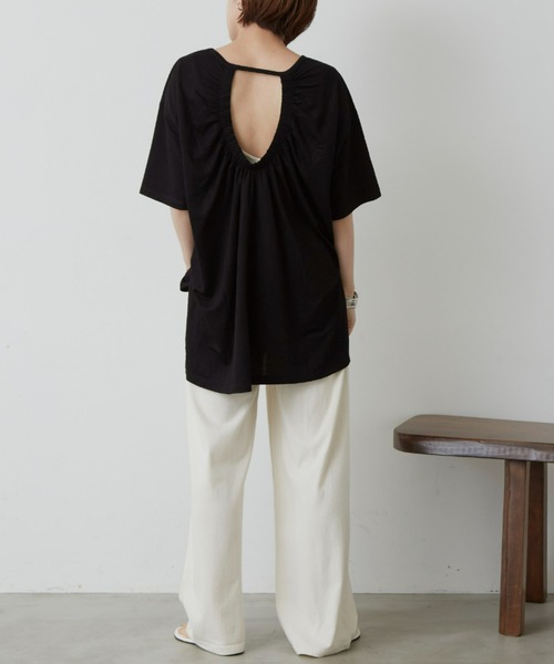 Auntie Rosa Holiday（アンティローザホリデー）の「バックギャザーカノコT（Tシャツ/カットソー・レディース・ホワイト/チャコールグレー/ブラック/イエロー・FREE）」の14枚目の写真